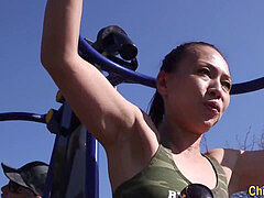 Amateur, Asiatique, Couple, Doigter, Petite amie, Poilue, De plein air, Réalité