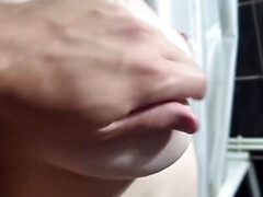素人, 浴室, デカチン, チン, 巨大, 淫乱熟女, 乳首, オマンコ