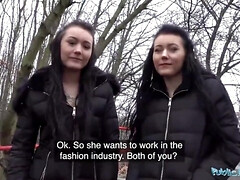 Public Agent Real Twins stopped on the street (Sandra Zee, Nymph Zee)