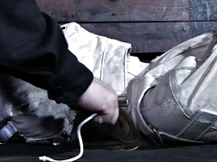 blonde in straight jacket toyed with in bdsm scene