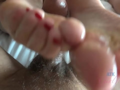 Amateur, Mamada, Masturbacion con pies, Novia, Gafas, Peludo, Coño, Tetas