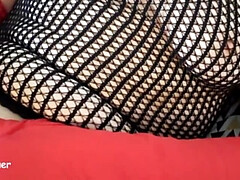 Sandra Falkenhauer Moans Loud in Stockings & High Heels - Hairy Pussy Solo with Vibrator Orgasm