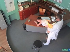 医者, バック, 手コキする, 看護婦, オフィス, オマンコ, ユニフォーム, のぞき