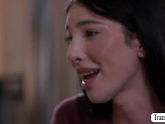 Cute blonde Lexi wife fucked by skinny shemale