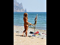 Amateur, Plage, Exhib, Nue, De plein air