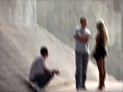 Leie, Flashen, Im freien, Öffentlich, Russisch, Schlampe