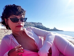 お尻, ビーチ, エロティック, お金, アウトドア, オマンコ, ヤリマン, 一人