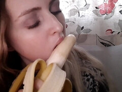 random russian girl blowing banana - Pov Porn