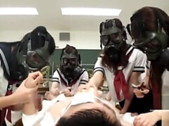 CFNM Gas Mask Japanese schoolgirls inspection Subtitled