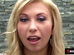 Anal, Entrevista, Culo grande, Rubia, Mamada, Semen en la boca, Garganta profunda, Corridas faciales