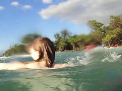 素人, ビーチ, ブロンド, 彼女, ヌード, アウトドア, ハメ撮り, オッパイの