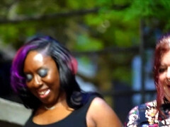 Ms Marshae & Nikki Cakes get their juicy pussies drilled hard by ebony Gibby in 4K