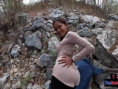 Real amateur couple blowjob and sex outdoor in public on an island