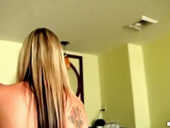 デカパイ, ブロンド, フェラチオ, チン, グループ, Hd, 天然, オッパイの