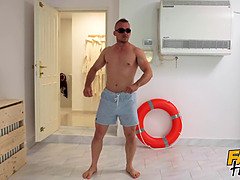 MILF Nathaly Cherie and her big tits in anal sex pumping by big cock around the pool