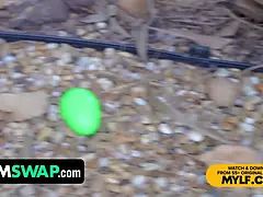 Step moms Sydney Paige and Sandy Love display their step sons-in-law the milf type of easter eggs - momswap