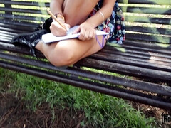 Amateur, Cul, Sucer une bite, Brunette brune, Européenne, Fille latino, De plein air, Public