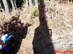 素人, フェラチオ, チン, アウトドア, 公共, 赤毛, 三人