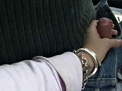 Hot couple showing boobs and cock in car scandal