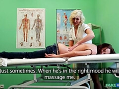 Tromperie, Couple, Médecin, Lesbienne, Léchez, Chatte, Uniforme, Voyeur