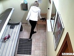 Blonde Teen Cought on Hidden Cam in Public Solarium