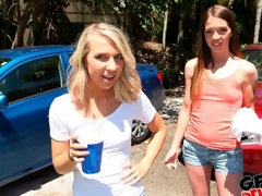 Two gorgeous chicks Kiara Knight and Maddison Hardy fucked in POV