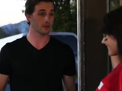 Pijpbeurt, Bruinharig, Stel, Lul, Sperma in gezicht, Italiaans, Buiten, Klein