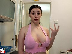 Nelly Kent gets a big cock tease from her fake hubby & gets a cumshot