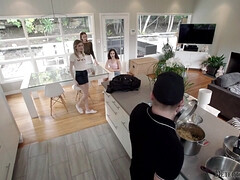 Belleza, Rubia, Morena, Garganta profunda, Grupo, Hd, Natural, Pov