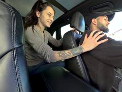 Chica, Coche, Pareja, Corrida, Sexo duro, Montar, Rumano, Flaco