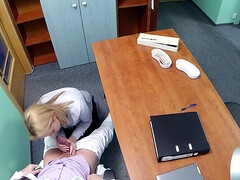 デカパイ, ブロンド, フェラチオ, 医者, バック, 顔射, Hd, オマンコ