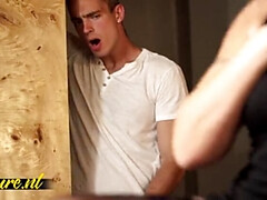 Blonde, Sucer une bite, Plantureuse, Attrapée, Queue, En levrette, Chevaucher, Rasée