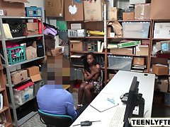 Ebony young shoplifter nailed hard by sleazy cop
