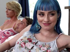 デカ尻, デカパイ, ブロンド, フェラチオ, バック, グループ, Hd, 剃毛