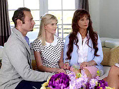 フェラチオ, 茶髪の, イく瞬間, グループ, 熟年, 淫乱熟女, 小柄, ティーン