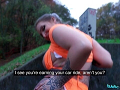 Amateur, Americano, Tetas grandes, Mamada, Británico, Polla, Al aire libre, Público