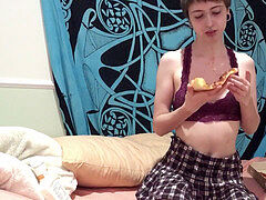 (Part 1/3) teenage engorges in pizza ( WAM, belching, slopping )