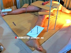 素人, 緊縛, デカパイ, 着衣女と全裸男, イく瞬間, 足, フェムドム, 手コキする