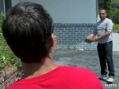 アメリカ人, デカパイ, ブロンド, 顔射, 指いじり, 母, アウトドア, オマンコ