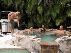 浴室, ブロンド, フェラチオ, チン, なめる, オナニー, アウトドア, オマンコ