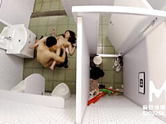 Leie, Blasen, Frau, Hd, Lecken, Orgasmus, Öffentlich, Toilette