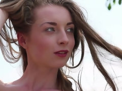 Blonde, Robe, Souple, De plein air, Petite femme, Piscine, Maigrichonne, Solo