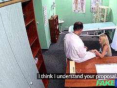 FakeHospital towheaded with nice udders gets a full exam