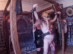 Mature BBW Dominatrix Satana Punishes Slave Andrew with Belt Spanking - BDSM Bondage Part 2