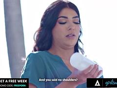 GIRLSWAY - Petite Vanna Bardot s Pussy Gets Oiled Up Outside By Hot Resort Masseuse Jasmine Sherni: Porn