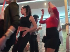 ブロンド, 茶髪の, ヨーロピアン, グループ, 異人種間, 下着, ピアス, 現実