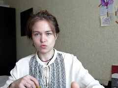 ブロンド, チン, 女, 現実, ロシア人, 喫煙, 一人, フェラする