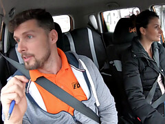 Amateur driving babe public fucked in car by tutor