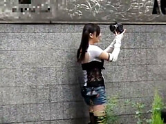 美人, フェラチオ, 古典, カワイイ, 乳首, パンティ, 公共, オマンコ