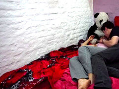 Enthousiasteling, Grote kont, Grote lul, Stel, Sperma, Roodharige vrouw